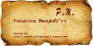 Patatics Menyhért névjegykártya